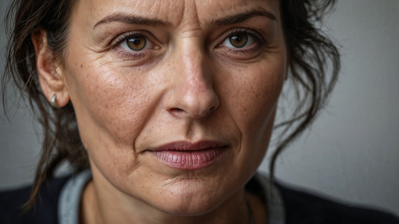 Femme senior avec des rides