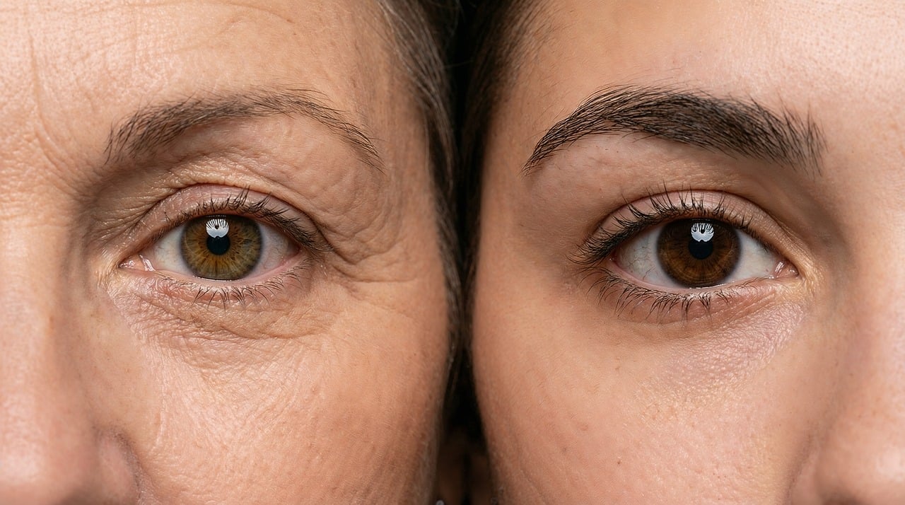 Focus sur le visage d'une femme senior et celui d'une femme plus jeune